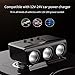 Cigarette Lighter Splitter, Virwir 3 in 1 120W 3-Socket Cigarette Lighter Power Adapter (Voltage Display) 12v / 24v Dual USB Car Charger DC Outlet Splitter, 3.1A Double USB Output Ports for iPhone x
