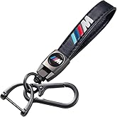 Comburvo Leather Car Keychain for BMW M X1 X3 M3 M5 X1 X5 X6 Z4 3 5 7 Series Car Key Chain Ring Accessories for Men and Woman Black