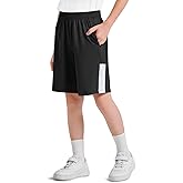 Haloumoning Boys Athletic Shorts Kids High Waist Elastic Running Basketball Shorts with Pockets 5-14 Years