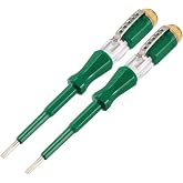 uxcell Voltage Tester AC 100-500V with 3mm Slotted Screwdriver with Clip for Circuit Test, Green, Pack of 2