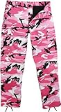 Camouflage Military BDU Pants, Army Cargo Fatigues (Pink Camouflage, Size Medium)