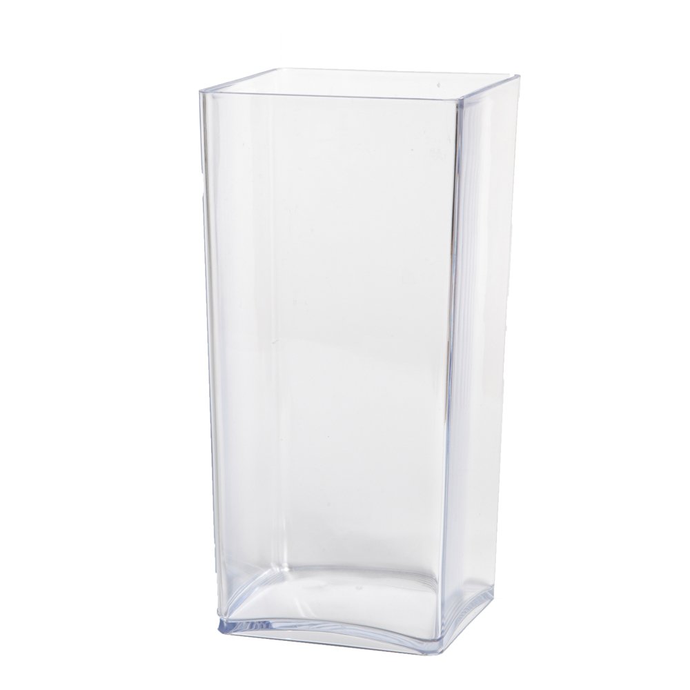 Clear Acrylic Cube Vase Hard Wearing Lightweight Durable Plastic 25cm