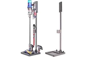 Laymi Vacuum Stand for Dyson V7 V8 V10 V11 V12 V15, Sturdy Aluminum Tube Standing Docking Station, Compact Storage Bracket Stand Vacuum Holder with Multiple Accessory Holder & Built-in Cable Slot