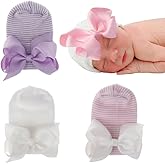 upeilxd Newborn Baby Hat Infant Caps Baby Boy Girl Toddler Hospital Hats Bow Double Layer Knit Beanie Cap for 0-3 Months