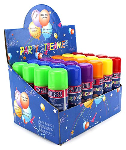 24 Pack of Party Streamer Spray String for Kid's Events/Celebrations, Perfect for Children's Paerties