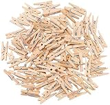 CCINEE 100 Pieces Mini Wooden Pegs Clips Photo Pins Coloured Craft Natural view 2