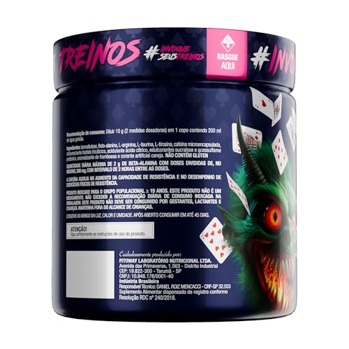 Pré Treino Pre Workout DIABO VERDE Pote 300g Sabor Bala de Framboesa FTW - Suplemento Com Cafeína, Aminoácidos Beta‑Alanina e Arginina para Treinos e Atividades Físicas
