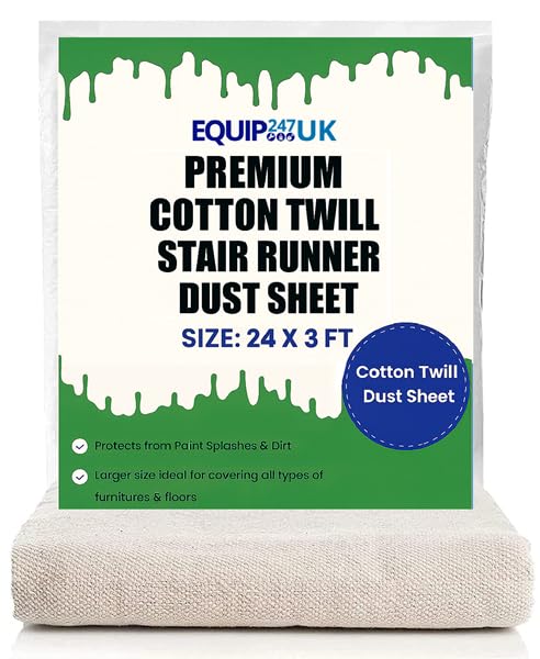 Cotton Dust Sheets for Painting & Decorating | Paint Sheet | Drop Cloth | Painting & Paint Cover Sheet | Dust Sheets for Furniture | Washable and Reusable | (Cotton, 24ft X 3ft – 7.3m x 0.91m) (3)