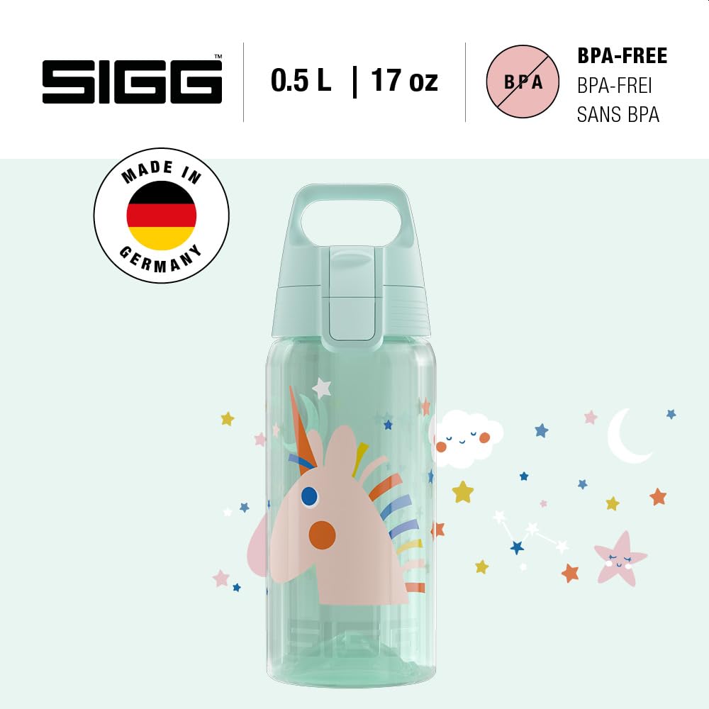 Sigg - Trinkflasche Kinder - Viva One Unistars - Für Kohlensäurehaltige Getränke Geeignet - Auslaufsicher - Spülmaschinenfest - BPA-frei - Sport & Schule - Blau - 0,5L 2
