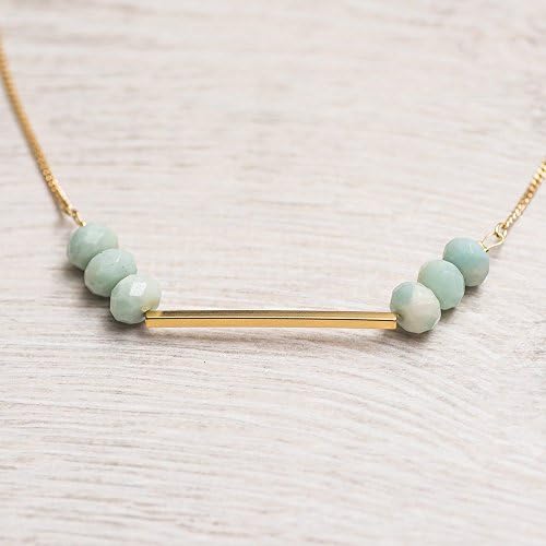 Gentle tube necklace and Aventurine , tube pendant, gemstone necklace, beaded necklace, gentle tube necklace, gold filled necklace