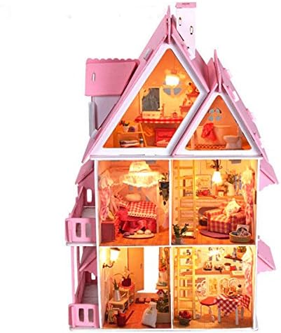 OK59 DIY plan toys dollhouse furniture furnished townhouse Wood Dream With Light Miniature majestic mansion Christmas Gift Birthday Gift