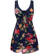 Demon&Hunter Women's Swimsuit One Piece With Skirt - Halter Neck Swimdress, Black Or White