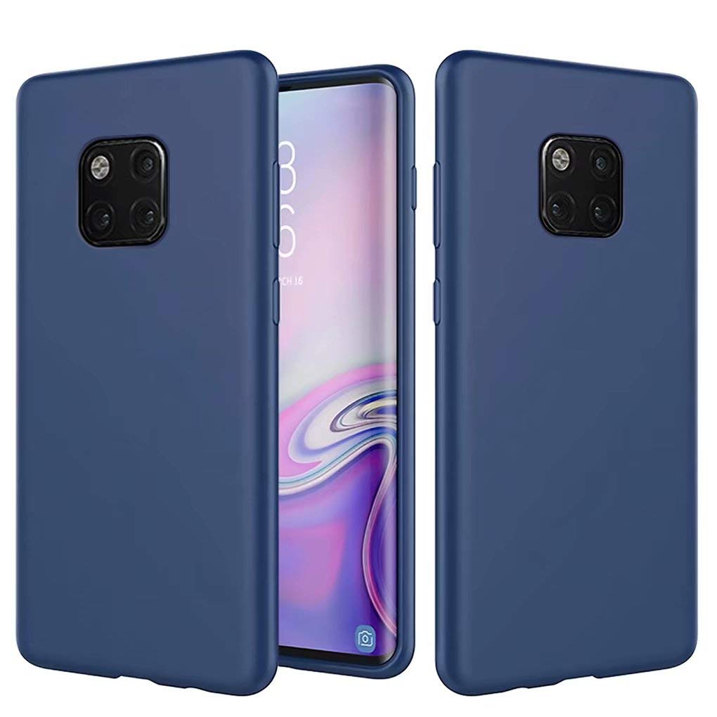 NiaCoCo Compatible with Huawei Mate 20 Pro Case Ultra Thin Shockproof Liquid Silicone Phone Case Soft Gel Rubber Microfiber Stripe Protector Case (Blue) — image 1