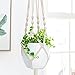 Mkono Macrame Plant Hangers Indoor Outdoor Hanging Planter Basket Cotton Rope 4 Legs 41 Inch, 2 Pack, Ivory