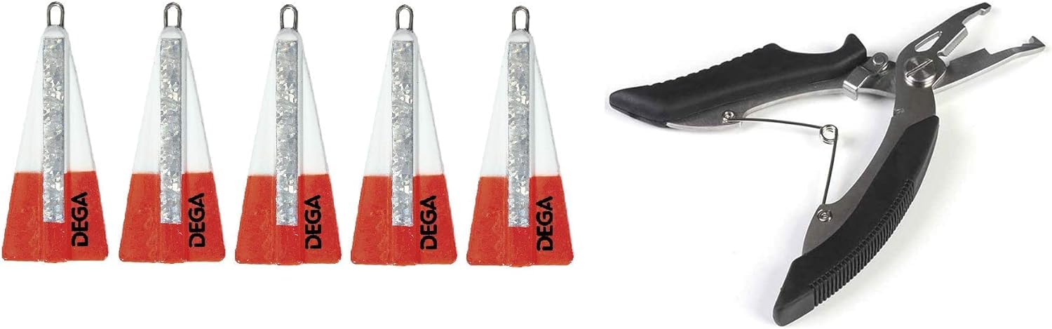 STMK Set of 5 Jenzi/Dega Herring Leads 30, 40, 50, 60 or 80 g with Eyelet & Reflective Film + Free Fishing Scissors (40 grams)