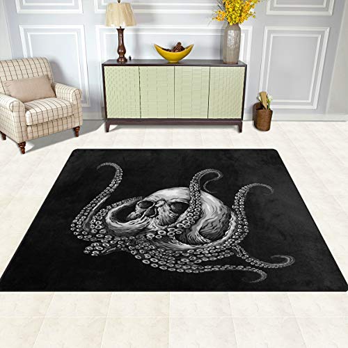 ALAZA-Blue-Sugar-Skull-Octopus-Area-Rug-Rugs-for-Living-Room-Bedroom-7-x-5 ALAZA Blue Sugar Skull Octopus Area Rug Rugs for Living Room Bedroom 7' x 5'