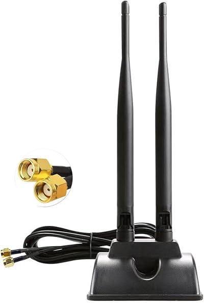 Yoicn Lth Imwell Dual Wifi Antenna 6dBi RP-SMA 2.4G/5.8G Magnetic Base 1.2m