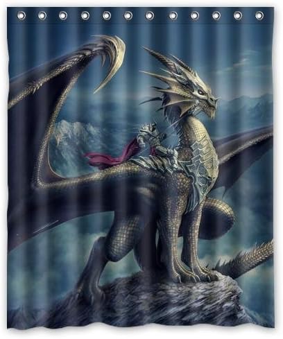 cool Dragon design,sea Dragons and fire Dragons art decor 100% Polyester Shower Curtain (60" wide x 72" long)