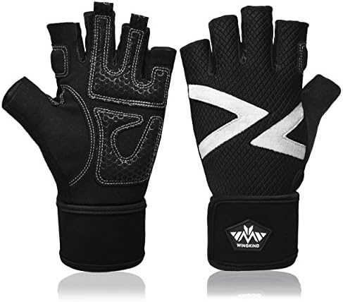 Wingkind Weight Lifting Gloves With Wrist Wrap Support for Gym Workout, Cross Training, WOD, Fitness, Bodybuilding, Suits for Men & Women(Pair) (Black, L (Fits 7.7-8.5 inches))