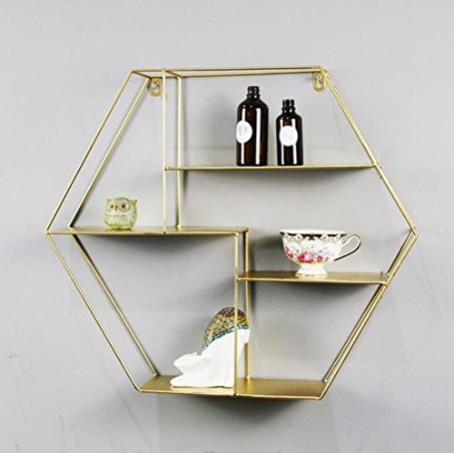 Shelving MEIDUO Wall Shelves Decorative Shelf Loft Cafe Bar Decoration Shelf for Bedroom, Living Room, Bathroom, Kitchen, Office And More very durable (Color : Gold)