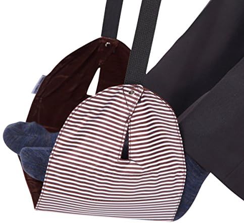 Foot Rest Airplane foldable reversible design Extra Wide (4. Brown Stripe)
