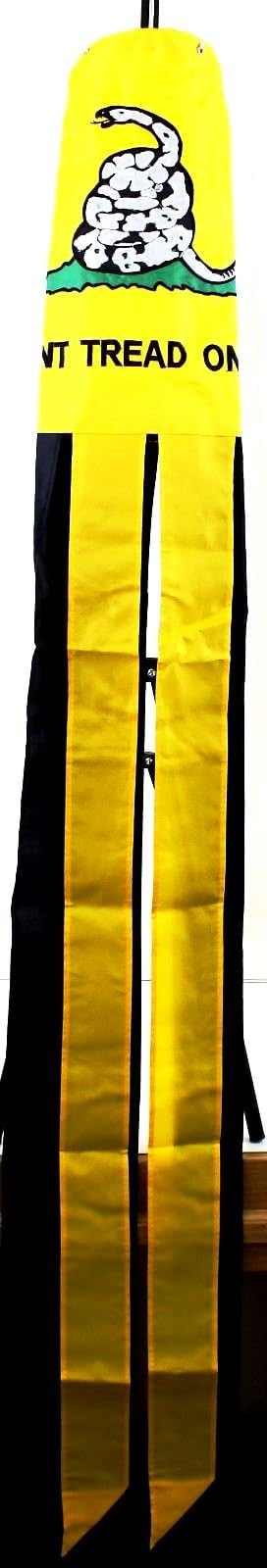 Large 60 Inch Embroidered Gadsden Yellow Don't Tread on Me - Tea Party Twirling Windsock