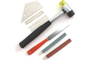 N/X Guitar Luthier Tool Kit Double Headed Guitar Bass Fret Wire Rubber Hammer,Guitar Fret Crowning Luthier File,Stainless Steel Fret Rocker,Fingerboard Guards Protectors and Grinding Stone for Guitar
