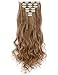 Lelinta 3-5 Days Delivery 7Pcs 16 Clips 23-24 Inch Thick Curly Straight Full Head Clip in on Double Weft Hair Extensions 20 Colors,Ash Blonde Mix Ginger Brown-curly,24 Inch-160gthumb 1