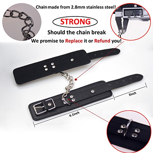 Soft Leather Furry Handcuffs Sex Blindfold Adjustable Durable (Handcuffs)