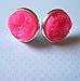 Summerfield Collection Silver-tone Faux Druzy Stone Stud Earrings 12mm (Neon Pink)