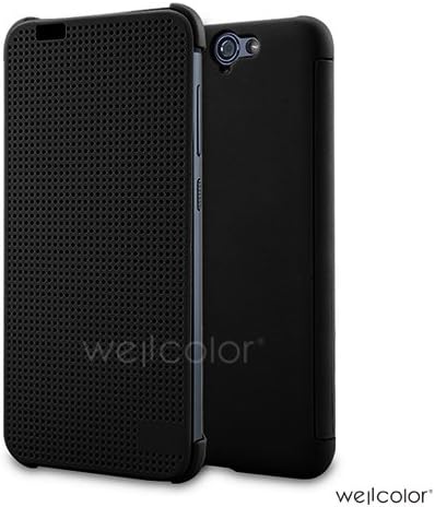 Wellcolor A9 Latest Fashion Ultra Slim Dot View Flip Case Cover-Retail Packaging for HTC One A9 (Blue)