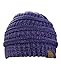 NYFASHION101 Unisex Multicolor Warm Cable Knit Thick Slouch Beanie Cap, Purple/Navy