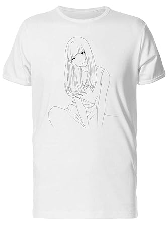 Amazon Com Girl With Long Hair Sitting Tee Men S Image By