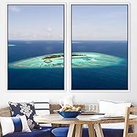 2 Piece Framed Canvas Wall Art Coastal Scenery Canvas Prints Home Artwork Decoration for Living Room,Bedroom - 16