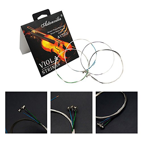 Viola String Strings Full Set (E-A-D-G) Steel Core Nickel-Silver Wound with Nickel-plated Ball End for 14"-16" Violas