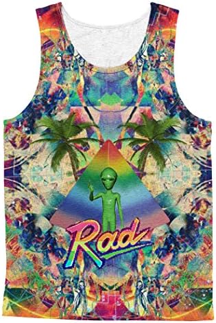 Cottonsyria Men's Rad Tank Tops Green Alien Sleeveless Shirts Cartoon Poly Tees (Large)