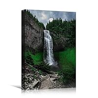 Canvas Wall Art Mountain Waterfalls Landscape Multicolor Photography Relax/Calm Traditional Waterfall - 12x18 inches