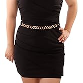 Wiwpar Punk Waist Belts for Women Metal Gold Stretch Waist Belt Skinny Waist Chain Belt Elastic Belt for Girls Dress (Gold)