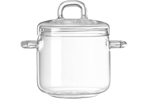 Sewroro Glass Simmer Pot with Lid 350ml Heat Resistant Stovetop Cooking Pot for Food and Soup Stewing