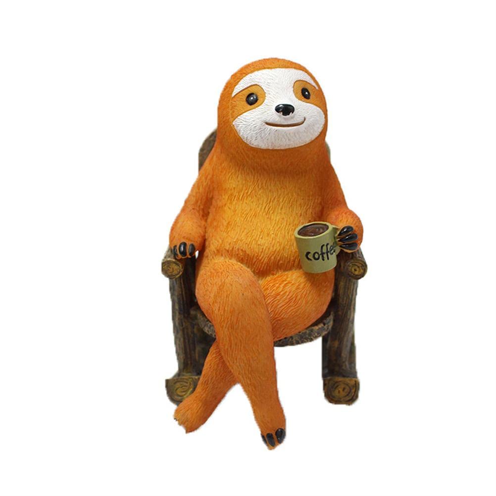 Rvtkak Animal Figurine Sloth on Rocking Chair Garden Statues Outdoor Resin Miniature Ornament Flower Pot Desktop Home Decoration Crafts Garden Decor