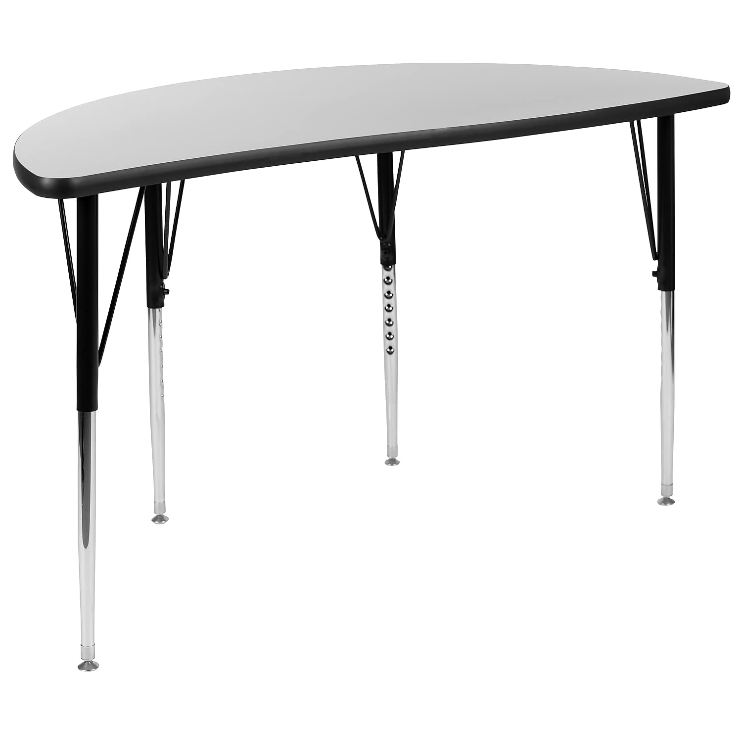 Photo 1 of (missing legs) Flash Furniture 47.5" Half Circle Wave Collaborative Grey Thermal Laminate Activity Table - Standard Height Adjustable Legs