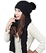 MINAKOLIFE Womens Winter Knitted Scarf and Hat Set Thicken Skullcaps Black