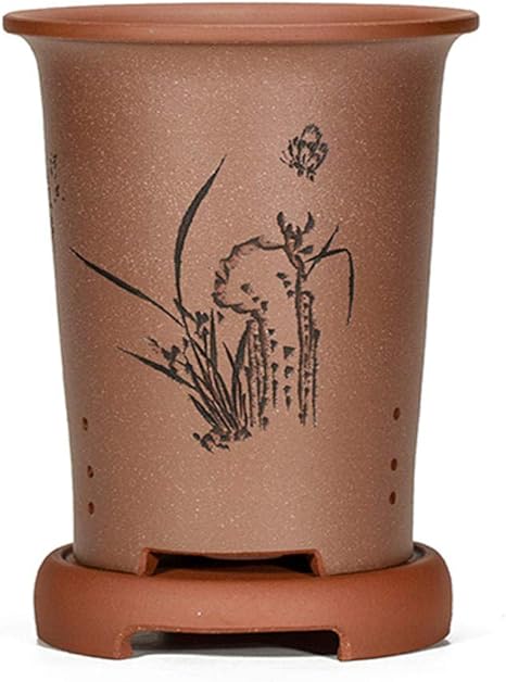 Amazon Co Jp 赤灰色セラミック植木鉢多肉植物植木鉢通気性セラミックス手作り植木鉢スタイリッシュデザイン屋外屋内庭の庭のホームオフィスの装飾のため 直径17 Cm X 高さ24 Cm ホーム キッチン