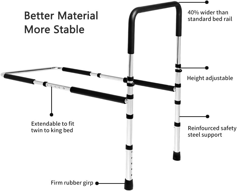 High-Quality Stainless Steel Bed Assist Rail Handle, Medical Adjustable Hand Guard Grab Bar, Bed Safety and Stability (New Upgrade): Health & Personal Care