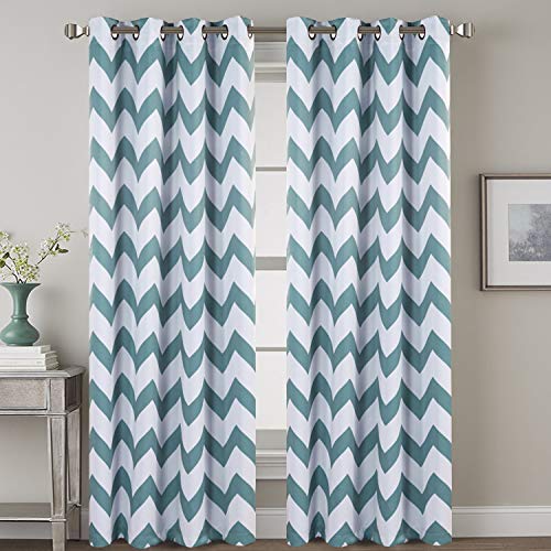 H Versailtex Teal Polyline Blackout Draperies Window Treatments