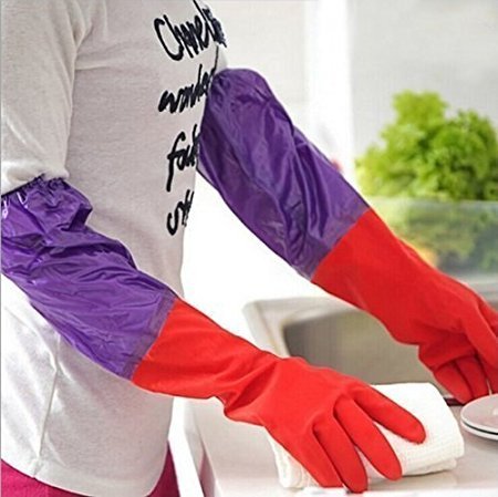 Pindia Set of 2pair Reusable Rubber Latex Multipurpose Household Kitchen Gloves