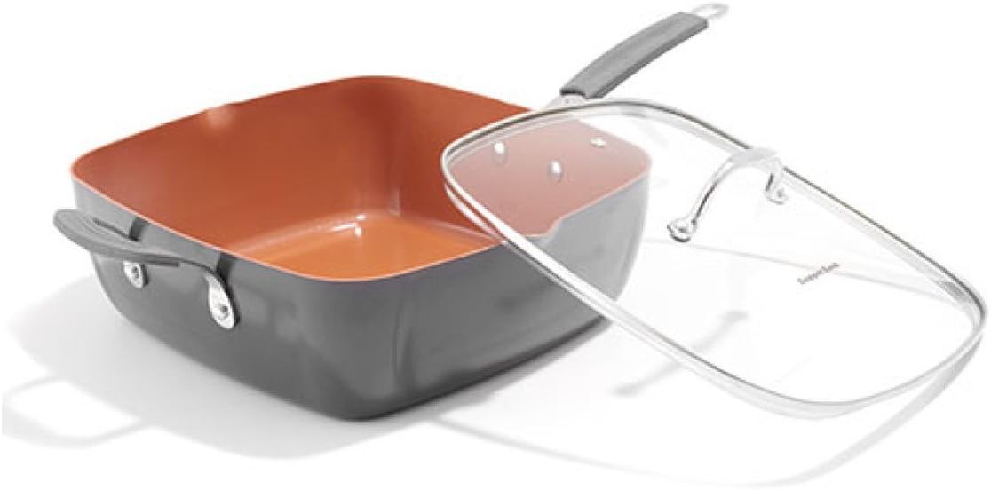 Tekno Square Pan with Glass Lid, One Size, Multicolor