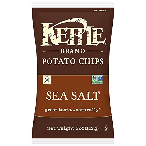 Kettle Brand Potato Chips, Sea Salt, 5 Ounce (Pack of 8)