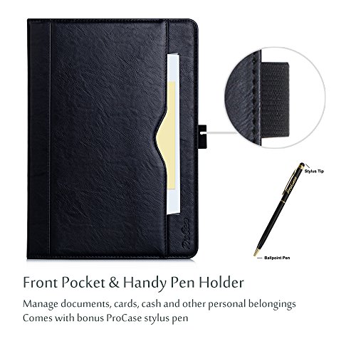 iPad Pro 9.7 Case - ProCase Stand Folio Case Cover for Apple iPad Pro 9.7 Inch 2016, with Multiple Viewing Angles, Document Card Pocket (Black)