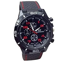 Quaanti 2018 Quartz Watch Men Military Watches Sport Wristwatch Silicone Fashion Hours Masculino Reloje (Red)